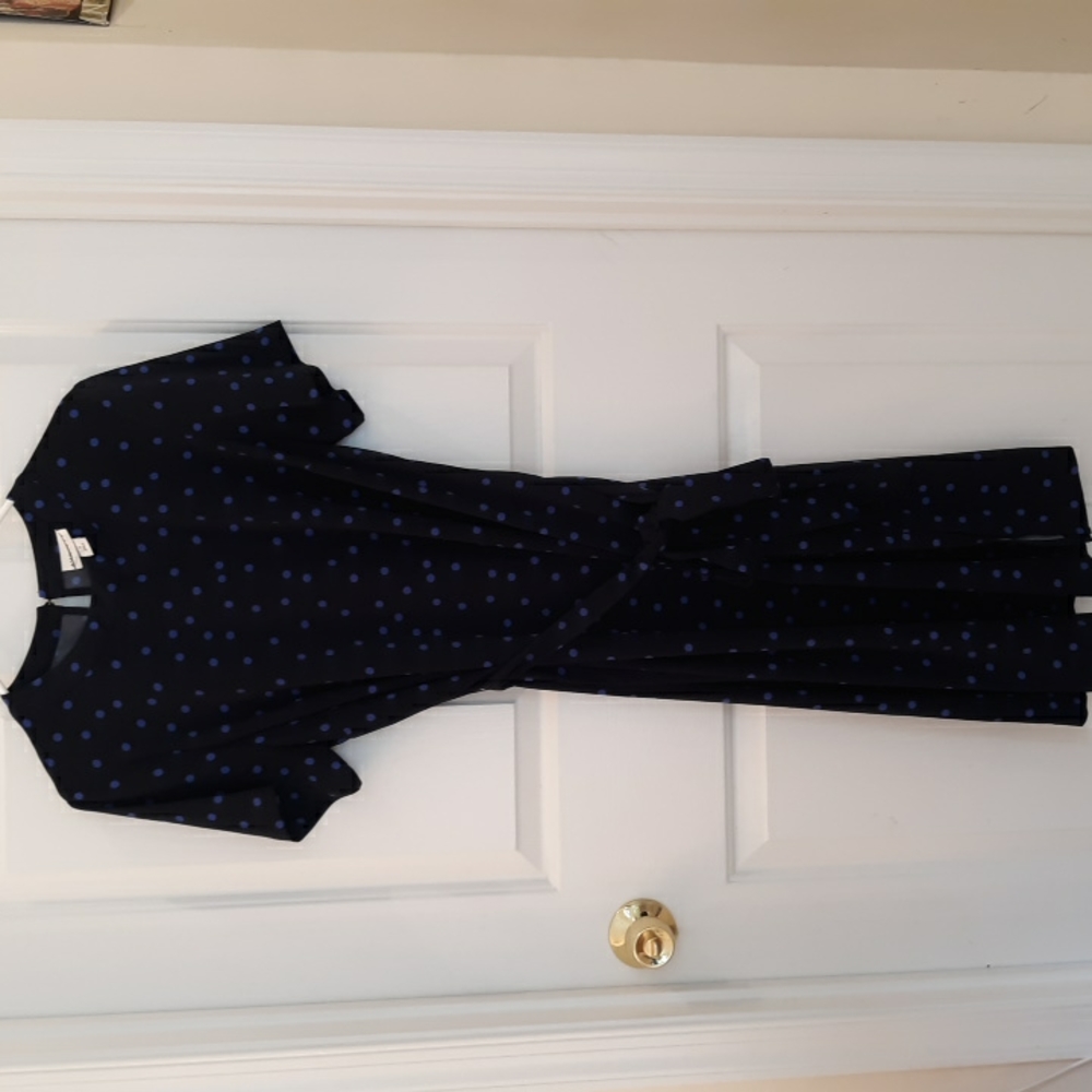 Ava and Viv Navy Blue and Light Blue Polka Dot Dress. Size X